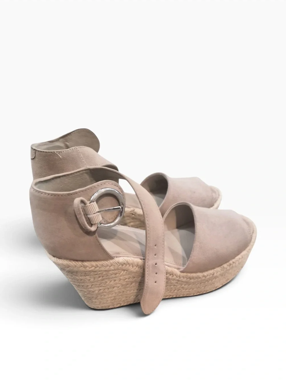 Marc Fisher Suede Espadrille Wedge Sandals in Light Taupe | Size 8.5